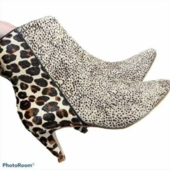 Matisse Cow Hair Womens Animal Leopard Print Moon Walkin Heeled Boot Sz 6 1/2 - Picture 4 of 9